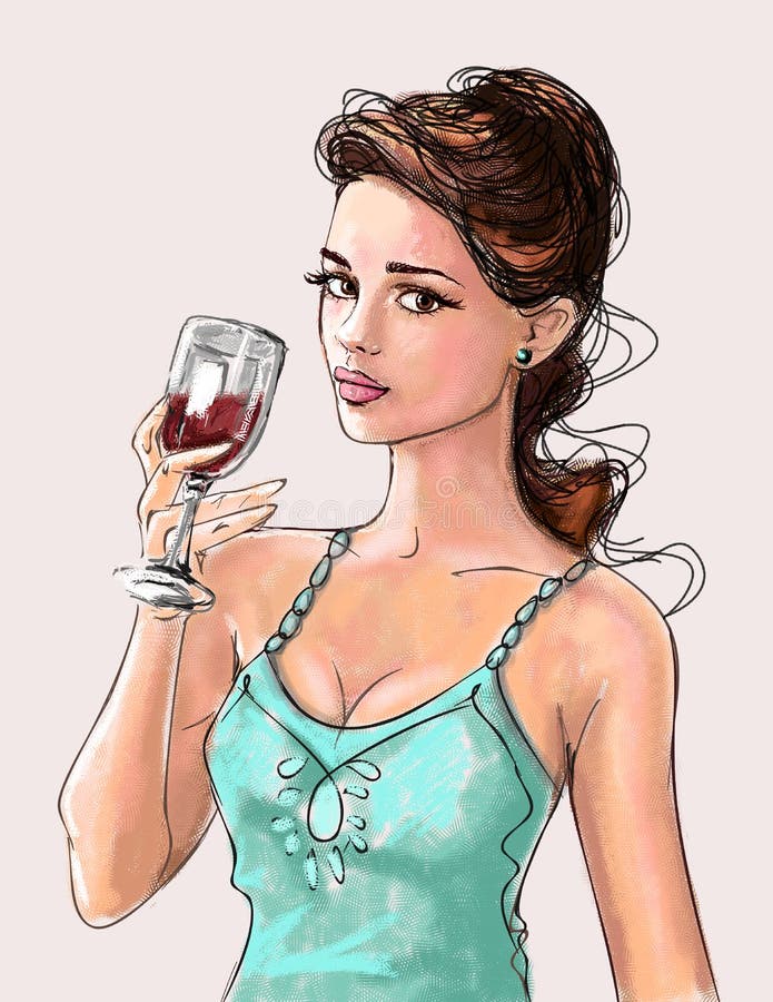 Girl with wine girl and wine, young woman, beautiful woman drinking wine, wine glass , wine, drink, drink, cheers, illustration , paiting,. Girl with wine girl and wine, young woman, beautiful woman drinking wine, wine glass , wine, drink, drink, cheers, illustration , paiting,